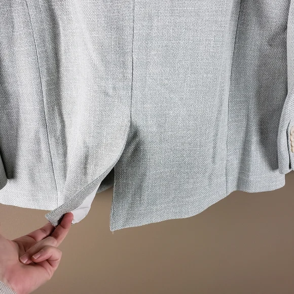 EUC✨ H&M women's large light green blue spring tweed blazer - Picture 11 of 12